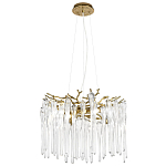 Люстра подвесная круглая в виде ветвей деревьев бронзового цвета с прозрачными подвесками-каплями Droplet Chandelier варинант исполнения - 3 | Loft Concept в Грозном