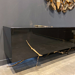 Дизайнерский комод чёрный глянцевый с основанием в виде золотых ветвей Meta Credenza  варинант исполнения - 3 | Loft Concept в Грозном