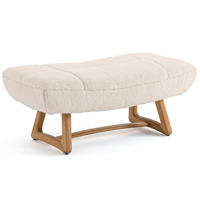 Оттоманка с обивкой букле Lino White Boucle Ottoman Золотой дуб Молочный Оттоманка с обивкой букле Lino White Boucle Ottoman Золотой дуб Молочный в Грозном | Loft Concept