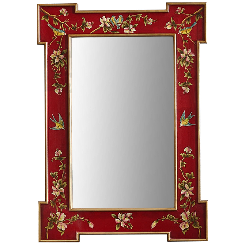 Зеркало в стиле Шинуазри ручная роспись Shao Chinoiserie Mirror Red Красный Золотой Мульти Зеркало в стиле Шинуазри ручная роспись Shao Chinoiserie Mirror Red Красный Золотой Мульти в Грозном | Loft Concept