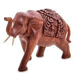 Статуэтка из дерева суар в виде слона в традиционном облачении Elephant in blanket варинант исполнения - 1 | Loft Concept в Грозном