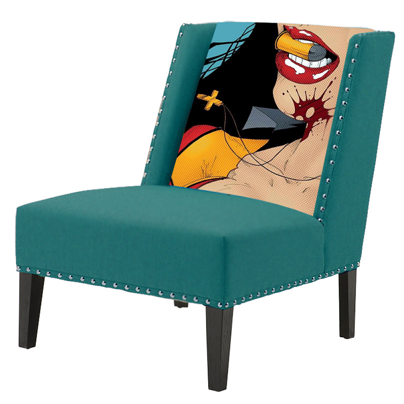 FUN Armchair "Super woman" Turquoise Дизайнерское кресло с цветным принтом Бирюзовый FUN Armchair "Super woman" Turquoise Дизайнерское кресло с цветным принтом Бирюзовый в Грозном | Loft Concept
