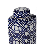 Ваза прямоугольной формы с крышкой и геометрическим узором в сине-белых цветах Blue & White Ornament  варинант исполнения - 2 | Loft Concept в Грозном