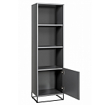 Стеллаж книжный цвета графит с 3-мя открытыми полками и дверкой Strict Lines варинант исполнения - 2 | Loft Concept в Грозном