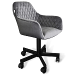 Стул с мягкой серой обивкой из велюра и подъемно-поворотным механизмом на черных колесиках Harper Gray варинант исполнения - 1 | Loft Concept в Грозном