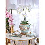 Блюдо из голубого фарфора с бронзовой ручкой в виде ветки Blue Garden варинант исполнения - 4 | Loft Concept в Грозном