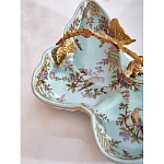 Блюдо из голубого фарфора с бронзовой ручкой в виде ветки Blue Garden варинант исполнения - 6 | Loft Concept в Грозном