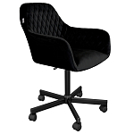 Стул с мягкой черной обивкой из велюра и подъемно-поворотным механизмом на колесиках Harper Black варинант исполнения - 1 | Loft Concept в Грозном