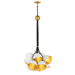 Люстра с 15-ю белыми  плафонами с золотой внутренней поверхностью Hinkley варинант исполнения - 7 | Loft Concept в Грозном