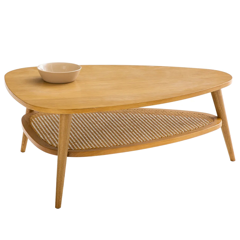 Журнальный стол из массива дуба и декором из плетеного ротанга Reyer Rattan Coffee Table Светлый дуб Журнальный стол из массива дуба и декором из плетеного ротанга Reyer Rattan Coffee Table Светлый дуб в Грозном | Loft Concept