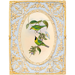 Декоративный постер с изображением птиц в раме с рельефным растительным узором Blooming Birds Poster варинант исполнения - 8 | Loft Concept в Грозном