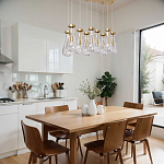 Люстра с 9-ю прозрачными стеклянными плафонами в форме капли Lucid Rain  варинант исполнения - 11 | Loft Concept в Грозном