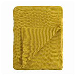 Плед из хлопка жемчужной вязки горчичного цвета Waffle Comfort варинант исполнения - 1 | Loft Concept в Грозном