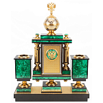 Настольный письменный набор из малахита и долерита с декором в виде герба России Leader Organizer варинант исполнения - 3 | Loft Concept в Грозном