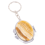 Зеркало брелок карманное двухстороннее из натурального камня Оникс Silver Stone Mirrors варинант исполнения - 1 | Loft Concept в Грозном