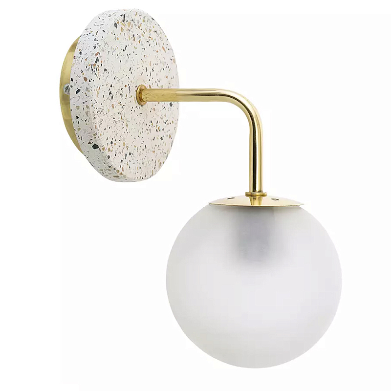 Бра с белым матовым плафоном в форме шара Round White Matte Lampshade Золотой Белое матовое стекло Бра с белым матовым плафоном в форме шара Round White Matte Lampshade Золотой Белое матовое стекло в Грозном | Loft Concept