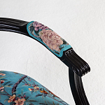 Полукресло из массива бука бирюзовое с изображением птиц и цветов Turquoise Chinoiserie Garden Chair варинант исполнения - 3 | Loft Concept в Грозном