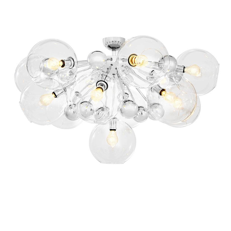 Потолочный светильник Eichholtz Ceiling Lamp Soleil Nickel Никель Прозрачное Стекло Потолочный светильник Eichholtz Ceiling Lamp Soleil Nickel Никель Прозрачное Стекло в Грозном | Loft Concept