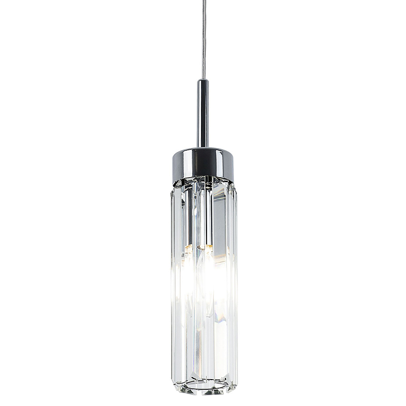 Подвесной светильник с плафоном из хрусталя Fernand Glass Chrome Hanging Lamp Хром Прозрачный Подвесной светильник с плафоном из хрусталя Fernand Glass Chrome Hanging Lamp Хром Прозрачный в Грозном | Loft Concept