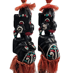 Комплект из 2-х деревянных статуэток Asmat Red Straw Headdress Statuettes варинант исполнения - 3 | Loft Concept в Грозном