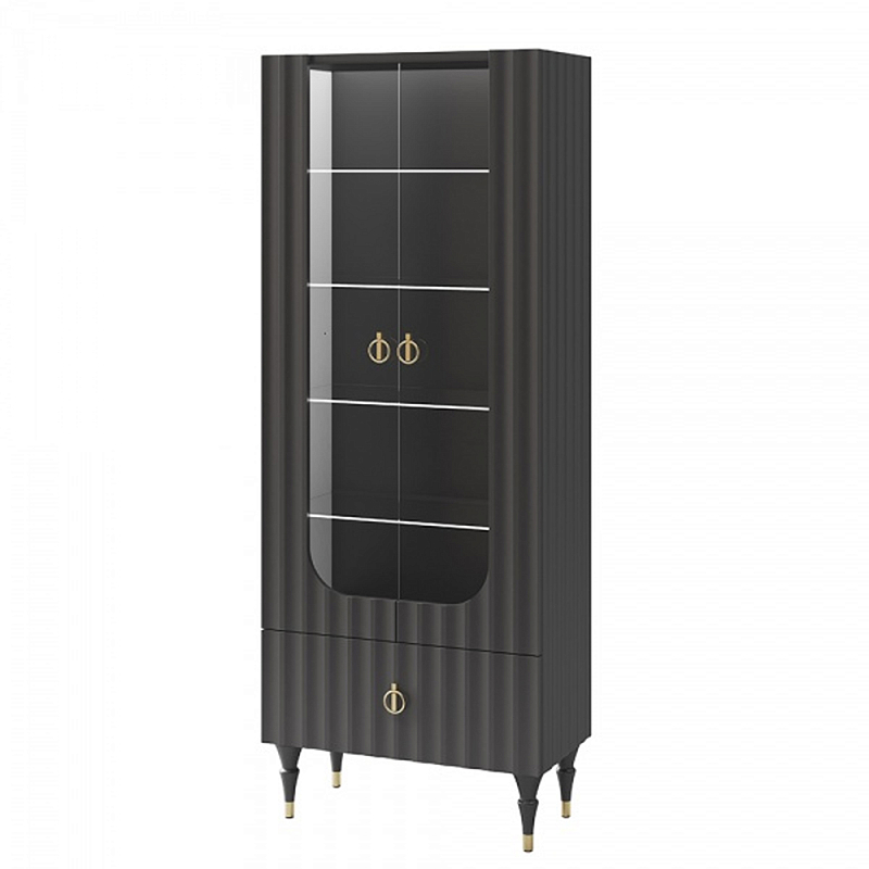 Витрина двухдверная с ящиком Antique Order Графит Золотой Витрина двухдверная с ящиком Antique Order Графит Золотой в Грозном | Loft Concept