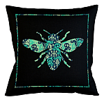 Подушка декоративная пчела с бирюзовым узором Ikat Pattern варинант исполнения - 1 | Loft Concept в Грозном