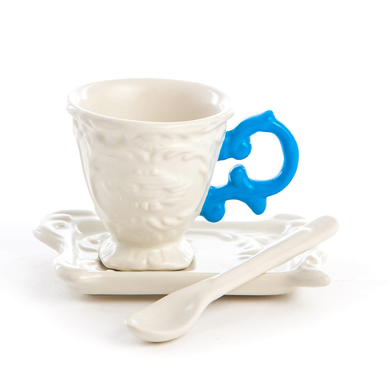 Кофейная пара Seletti I-Coffee Blue Белый Голубой Кофейная пара Seletti I-Coffee Blue Белый Голубой в Грозном | Loft Concept