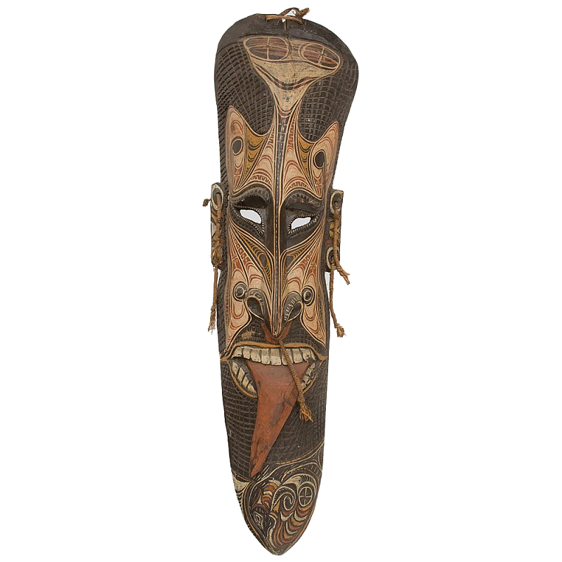 Деревянная маска ручной работы Papuan Mask Коричневый Бежевый Деревянная маска ручной работы Papuan Mask Коричневый Бежевый в Грозном | Loft Concept