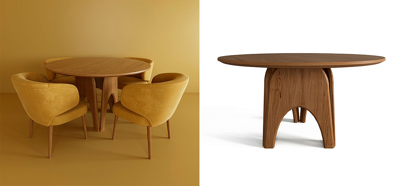 Обеденный круглый стол из дерева Pelican Dinner Table Обеденный круглый стол из дерева Pelican Dinner Table - Loft-Concept в Грозном
