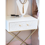 Приставной столик с выдвижным ящиком  White Table Carved Pattern варинант исполнения - 7 | Loft Concept в Грозном