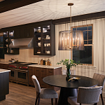 Люстра цвета латунь с 6-ю лампами свечами внутри цилиндрического абажура из черных металлических реек Kichler варинант исполнения - 7 | Loft Concept в Грозном