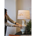 Настольная лампа с принтом на белом тканевом абажуре Roof Garden Lamp варинант исполнения - 5 | Loft Concept в Грозном