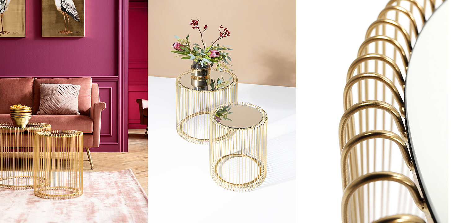Комплект приставных столов Mirror Surface Brass Tables Комплект приставных столов Mirror Surface Brass Tables - Loft-Concept в Грозном