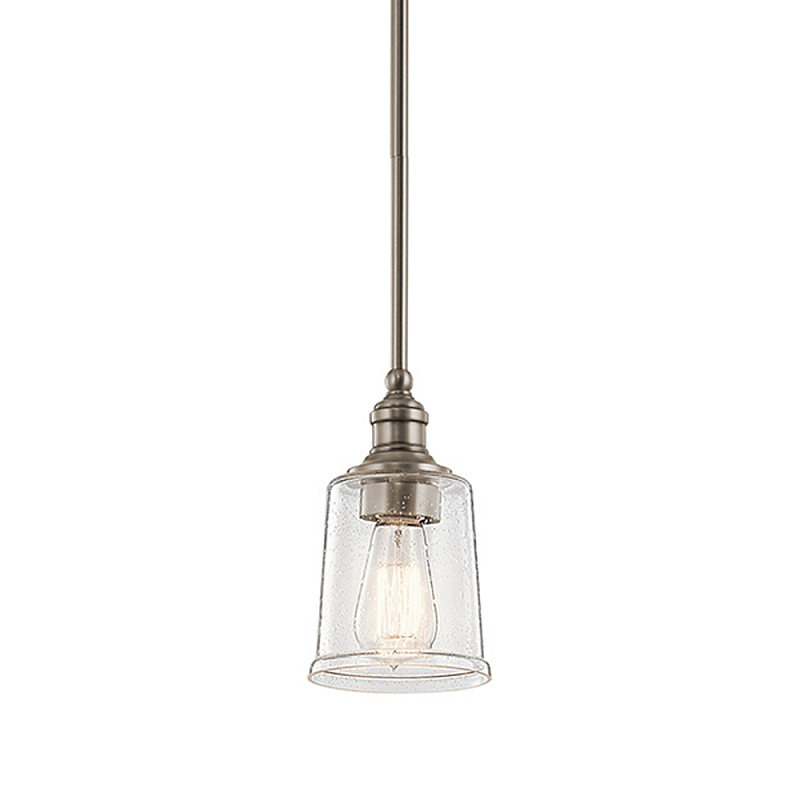 Подвесной светильник со стеклянным плафоном в форме колокола с эффектом пузырьков Kichler Олово Латунь Прозрачное Стекло в Грозном | Loft Concept 