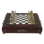 Шахматы в ларце из натуральных камней Долерит Малахит Мрамор Decorative Thematic Chess Русь варинант исполнения - 9 | Loft Concept в Грозном