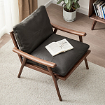 Кресло c каркасом из массива дерева и мягкой кожаной обивкой Walnut Armchair варинант исполнения - 2 | Loft Concept в Грозном