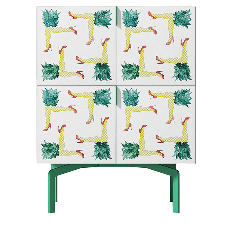 Тумба с рисунком ShortT Pina Colada Green Белый Зеленый Желтый Красный Тумба с рисунком ShortT Pina Colada Green Белый Зеленый Желтый Красный в Грозном | Loft Concept