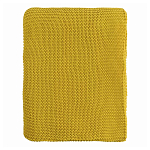 Плед из хлопка жемчужной вязки горчичного цвета Waffle Comfort варинант исполнения - 4 | Loft Concept в Грозном