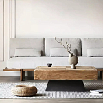 Дизайнерский журнальный стол квадратный с черным трапециевидным основанием Wokab варинант исполнения - 1 | Loft Concept в Грозном