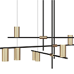 Люстра с 9-ю цилиндрическими плафонами цвета латунь TRIBES CHANDELIER варинант исполнения - 2 | Loft Concept в Грозном