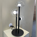 Настольная лампа с тремя прозрачными куполообразными плафонами и черным металлическим основанием Flos Wireline Lighting варинант исполнения - 5 | Loft Concept в Грозном