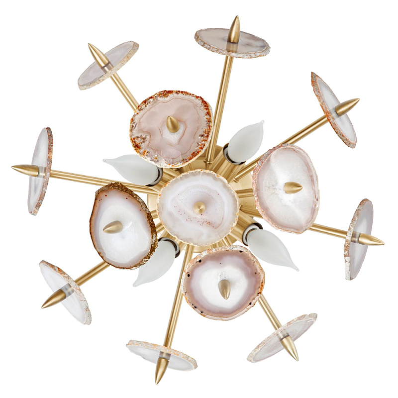 Бра Emporium Natural Agate Burst Sconce Brass Латунь Белый Розовый пастельный Бра Emporium Natural Agate Burst Sconce Brass Латунь Белый Розовый пастельный в Грозном | Loft Concept