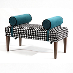 Банкетка Banquette PIED DE POULE с принтом гусиная лапка и синими подлокотниками  варинант исполнения - 2 | Loft Concept в Грозном