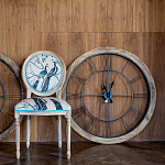 Часы настенные деревянные с римскими цифрами чёрного цвета Clock with History варинант исполнения - 3 | Loft Concept в Грозном