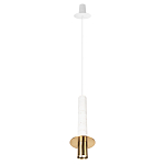 Подвесной светильник с узким цилиндрическим плафоном и золотым металлическим декором Concrete Pipe варинант исполнения - 11 | Loft Concept в Грозном