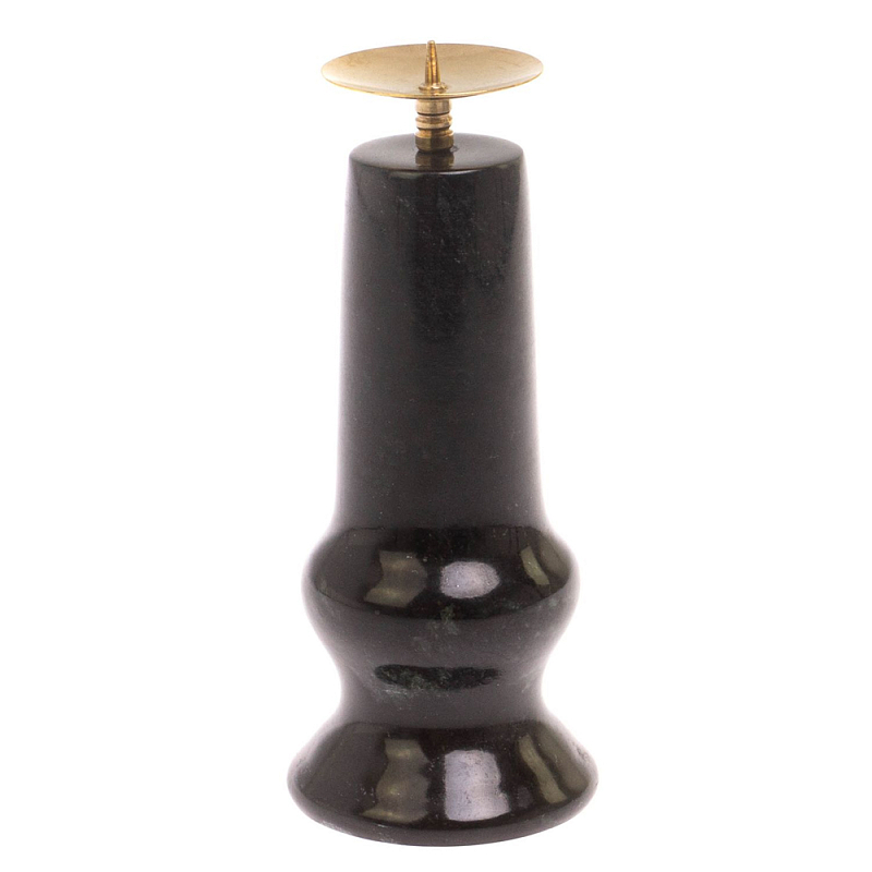 Подсвечник из натурального камня змеевик чёрного цвета Stone Candlestick Черный Золотой Подсвечник из натурального камня змеевик чёрного цвета Stone Candlestick Черный Золотой в Грозном | Loft Concept