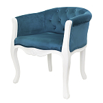 Кресло низкое в стиле прованс Louis French Armchair white and blue velour варинант исполнения - 3 | Loft Concept в Грозном