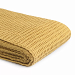 Плед из шерсти цвета охры с бахарамой Waffle Comfort варинант исполнения - 3 | Loft Concept в Грозном