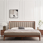 Кровать двуспальная с мягким изголовьем Moon Walnut Bed варинант исполнения - 3 | Loft Concept в Грозном