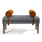 Банкетка Banquette PIED DE POULE Orange с принтом гусиная лапка Оранжевые валики варинант исполнения - 1 | Loft Concept в Грозном
